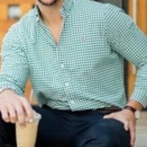 Duck Head Green Gingham Button Down Shirt Men M Cotton Preppy Classic Southern